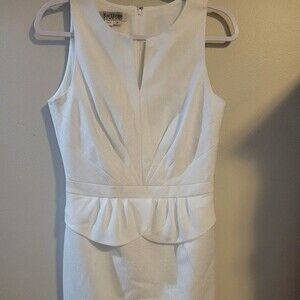 Kay Unger White Sleeveless Dress